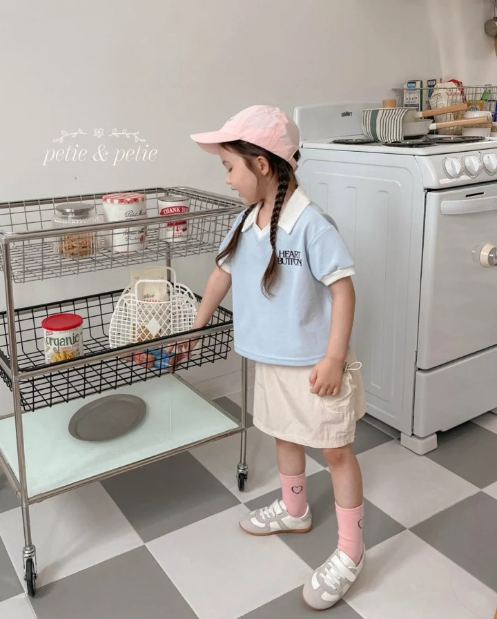 Petit & Petit - Korean Children Fashion - #kidzfashiontrend - Heart Button Collar Tee - 9