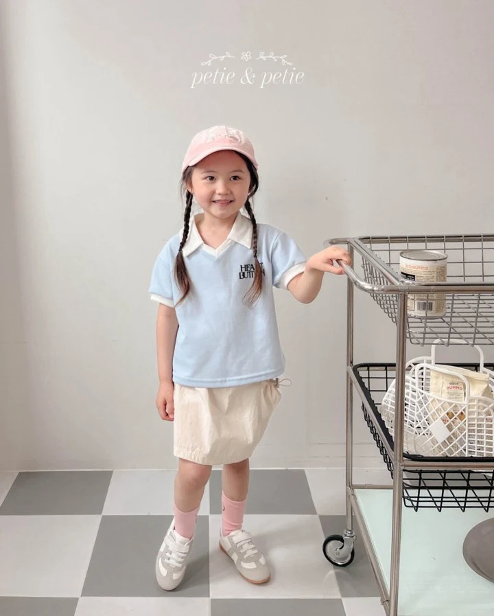 Petit & Petit - Korean Children Fashion - #magicofchildhood - Heart Button Collar Tee - 12
