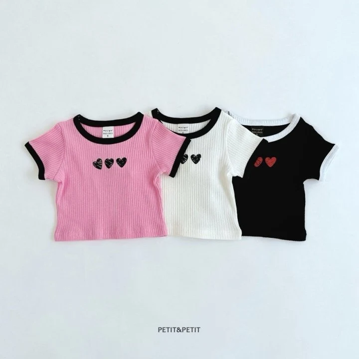 Petit & Petit - Korean Children Fashion - #prettylittlegirls - Heart Crop Tee