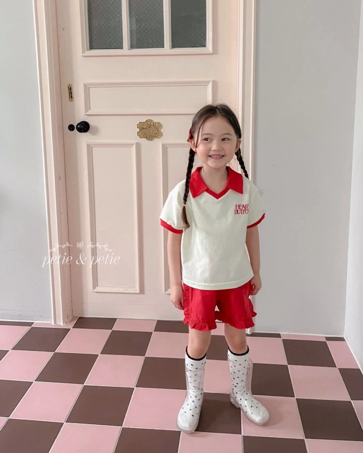 Petit & Petit - Korean Children Fashion - #stylishchildhood - Heart Button Collar Tee