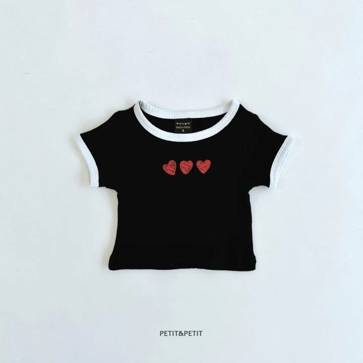 Petit & Petit - Korean Children Fashion - #toddlerclothing - Heart Crop Tee - 4
