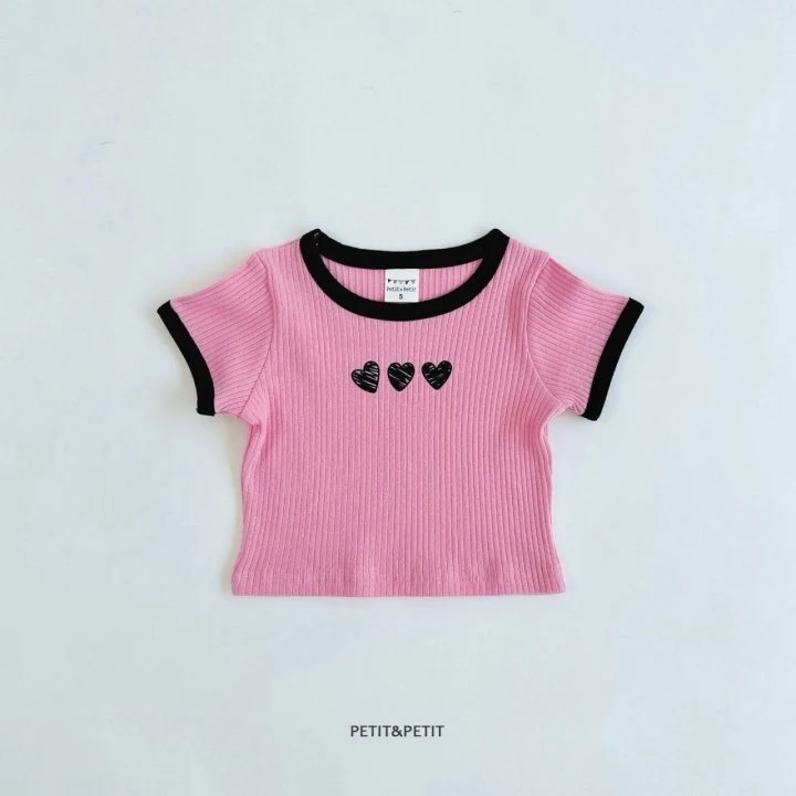 Petit & Petit - Korean Children Fashion - #toddlerclothing - Heart Crop Tee - 3
