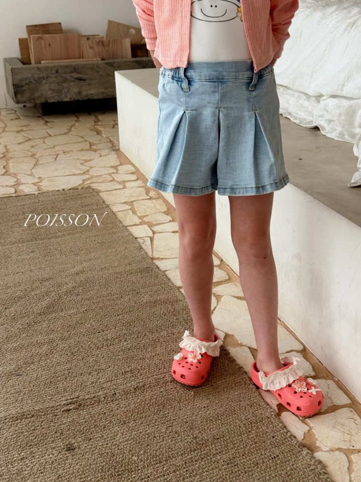 Poisson - Korean Children Fashion - #kidsstore - Denim Frizz Shorts