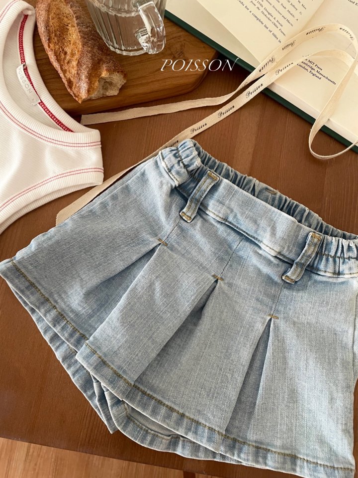 Poisson - Korean Children Fashion - #prettylittlegirls - Denim Frizz Shorts - 7