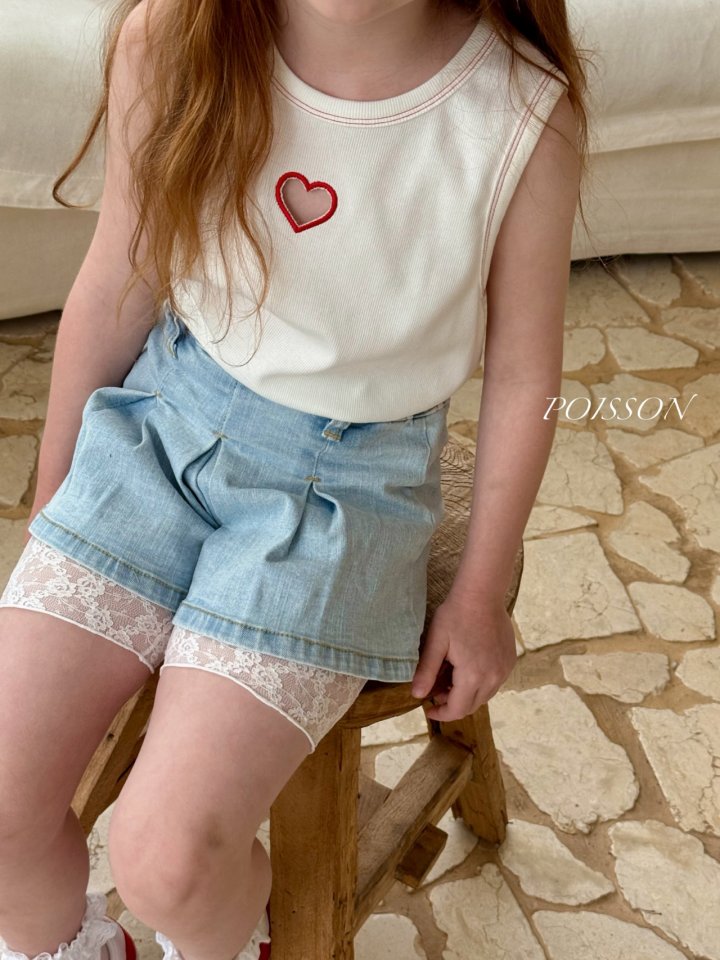 Poisson - Korean Children Fashion - #toddlerclothing - Denim Frizz Shorts - 9