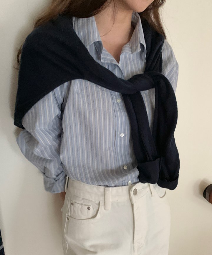 Pomelo - Korean Women Fashion - #restrostyle - Flat Stripe Shirt - 2