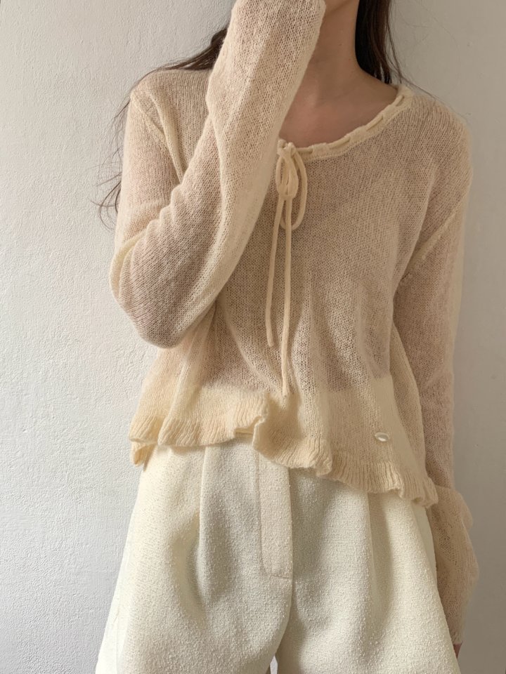 Pomelo - Korean Women Fashion - #romanticstyle - Lilly Frill Knit Top - 9