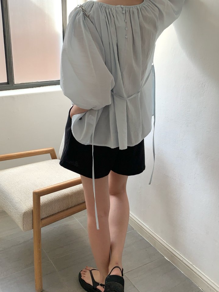 Pomelo - Korean Women Fashion - #romanticstyle - Kong Shirring Blouse - 8