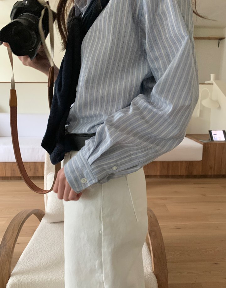 Pomelo - Korean Women Fashion - #romanticstyle - Flat Stripe Shirt - 3