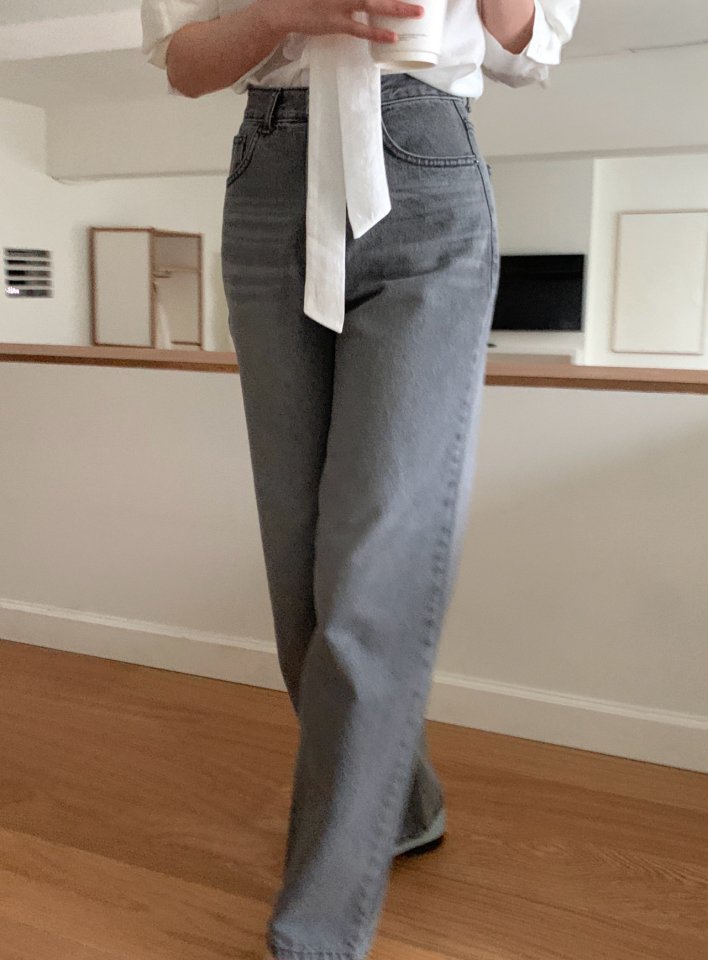 Pomelo - Korean Women Fashion - #shopsmall - Dusty Denim Pants - 4
