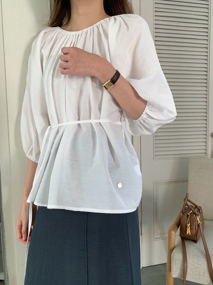 Pomelo - Korean Women Fashion - #thelittlethings - Kong Shirring Blouse - 11