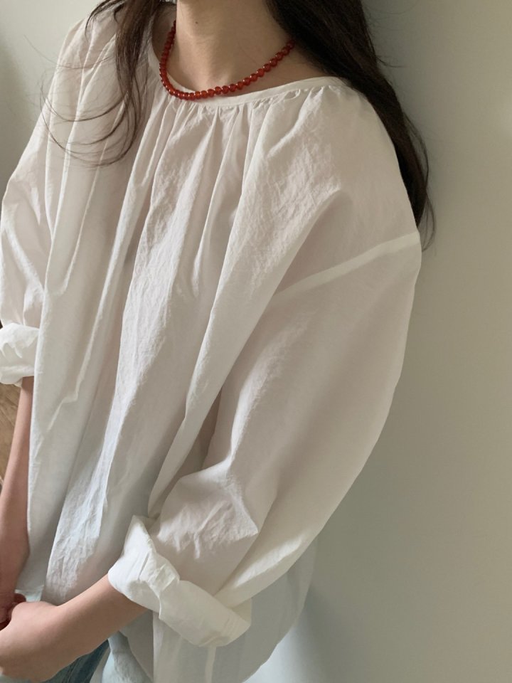 Pomelo - Korean Women Fashion - #thelittlethings - Round Shirring Blouse - 7