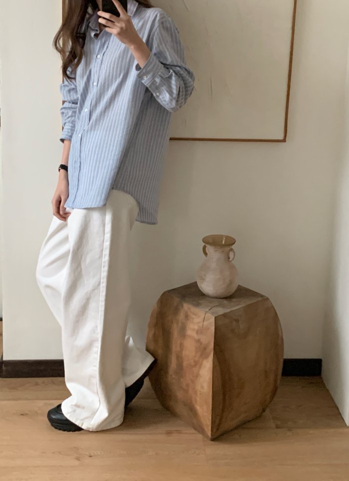 Pomelo - Korean Women Fashion - #thelittlethings - Flat Stripe Shirt - 6