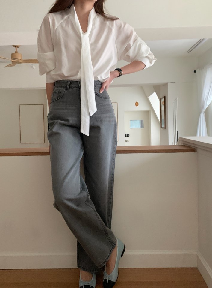 Pomelo - Korean Women Fashion - #thelittlethings - Dusty Denim Pants - 5