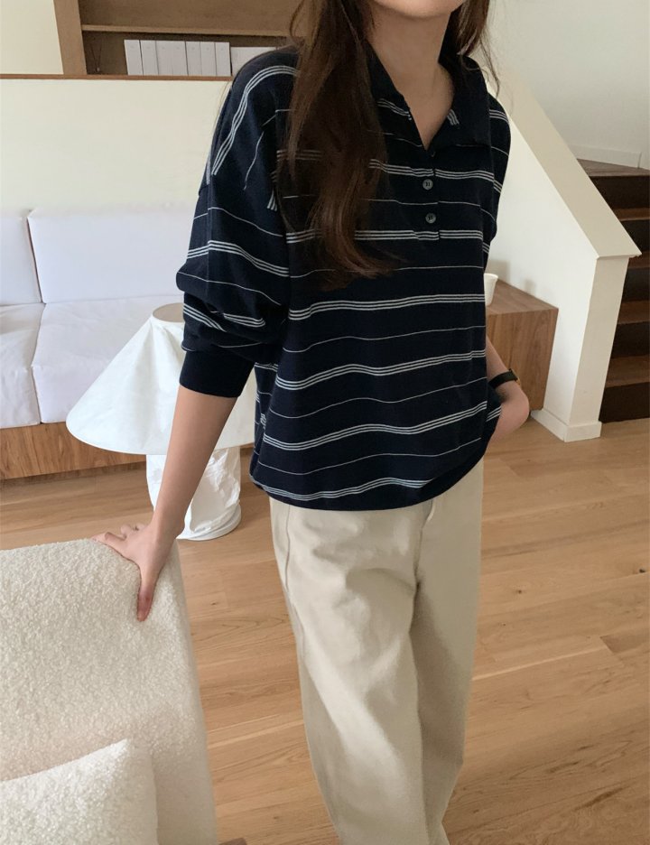 Pomelo - Korean Women Fashion - #thatsdarling - Water Stripe Shirt - 4