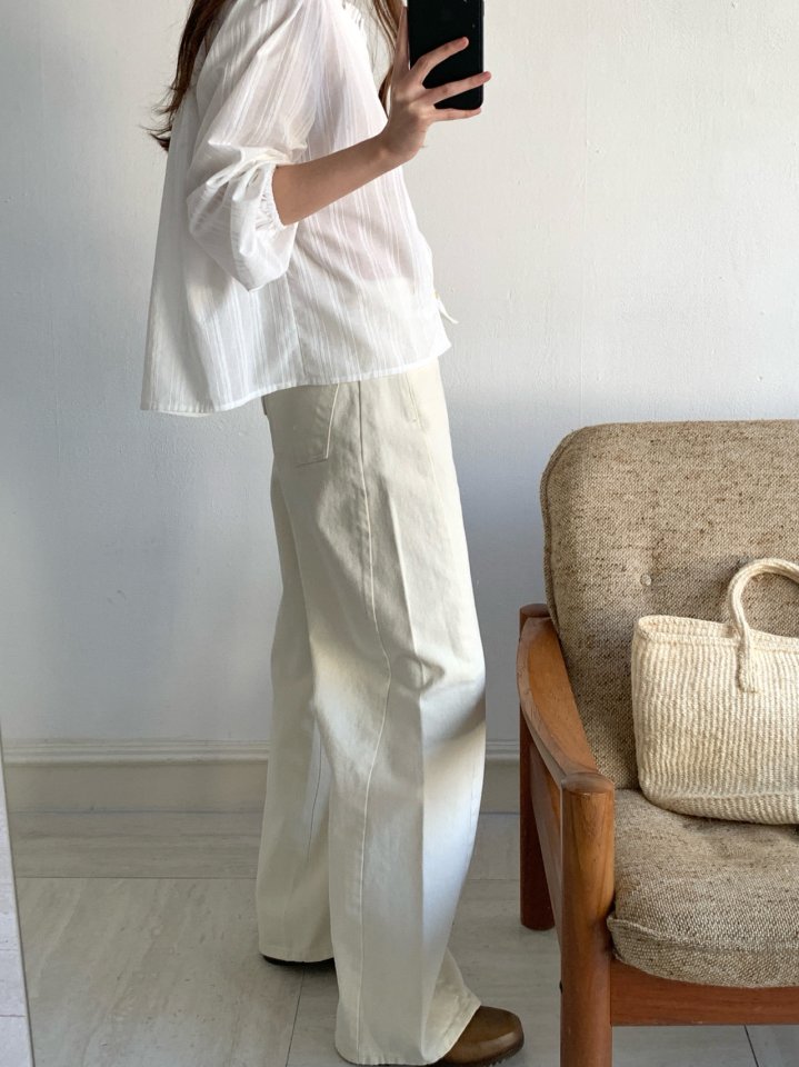 Pomelo - Korean Women Fashion - #vintageinspired - Bio Washing Denim Pants - 6
