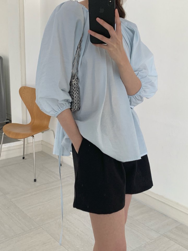 Pomelo - Korean Women Fashion - #vintagekidsstyle - Kong Shirring Blouse - 5
