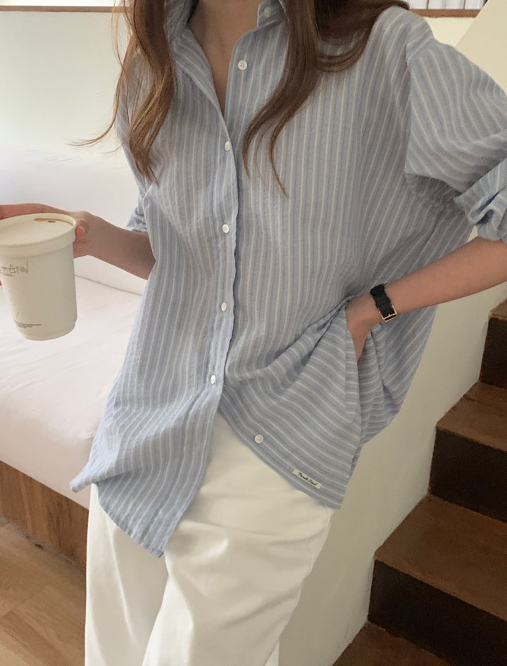 Pomelo - Korean Women Fashion - #womensfashion - Flat Stripe Shirt - 10