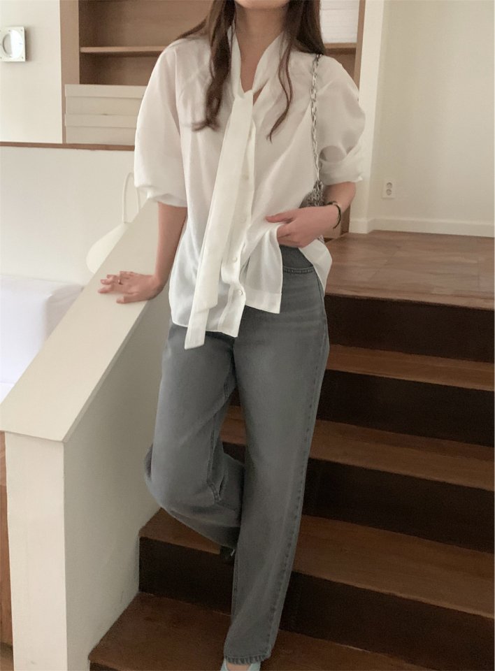 Pomelo - Korean Women Fashion - #womensfashion - Creeze Tie Blouse - 5