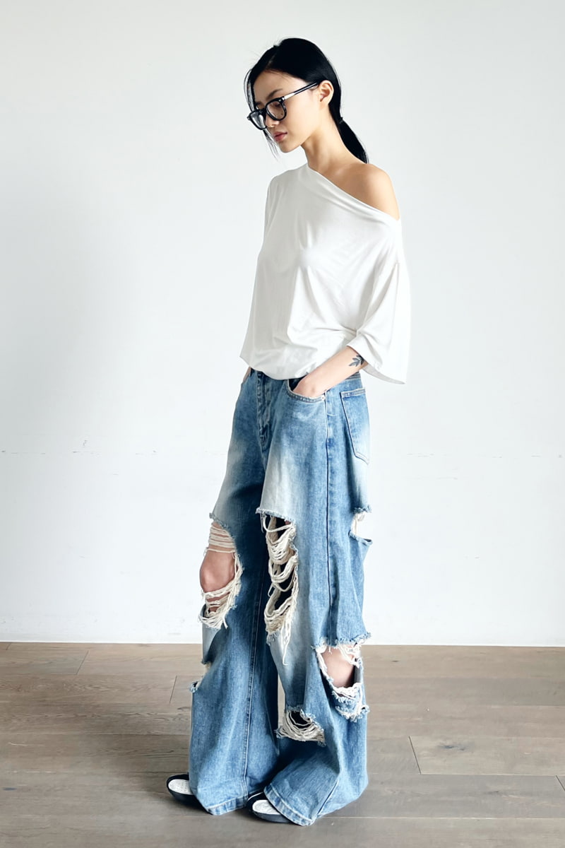 Project Wave - Korean Women Fashion - #momslook - Vintage Denim Pants - 2