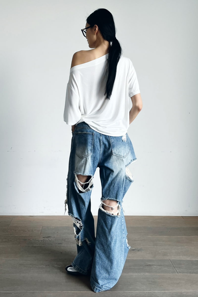 Project Wave - Korean Women Fashion - #womensfashion - Vintage Denim Pants - 4