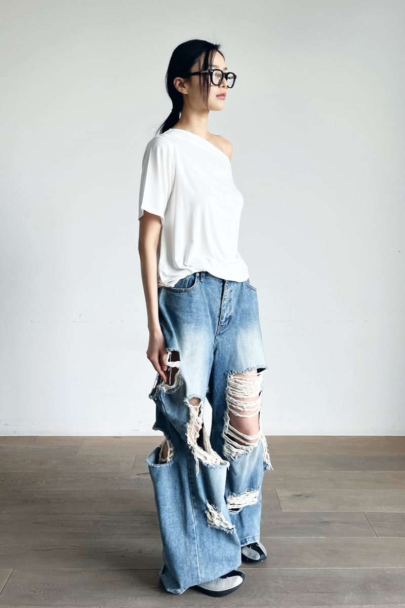 Project Wave - Korean Women Fashion - #womensfashion - Vintage Denim Pants - 3