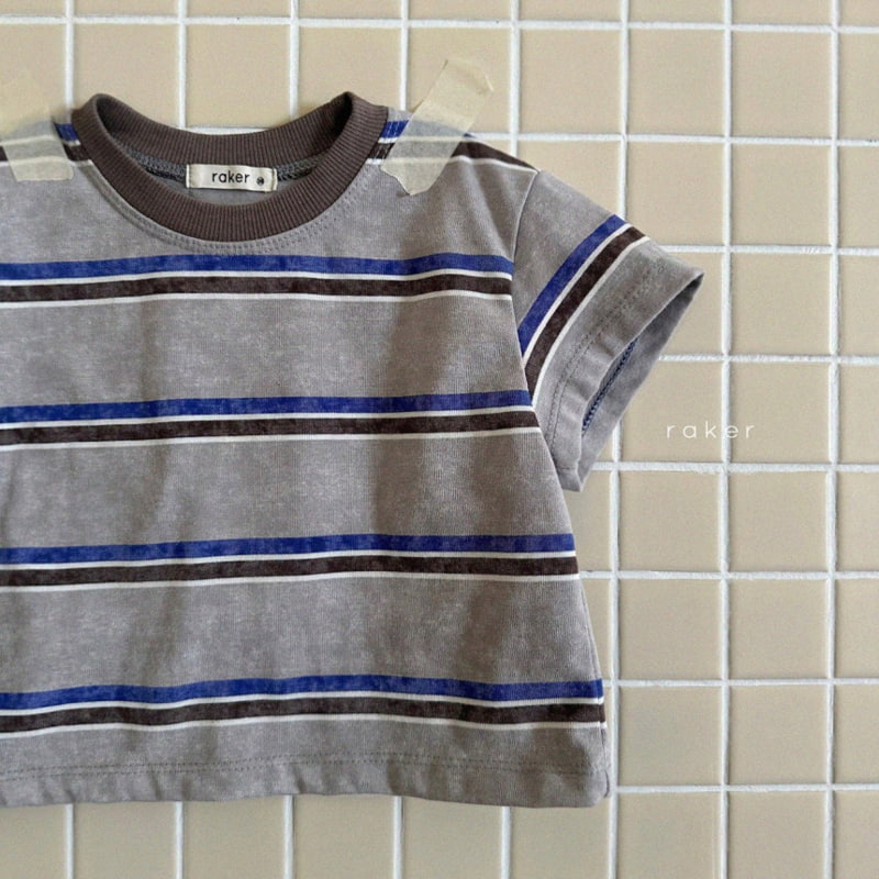 Raker - Korean Children Fashion - #kidsstore - Cotton Box Striped Tee - 3