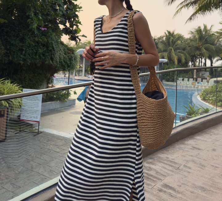 Ripple - Korean Women Fashion - #momslook - Terry Stripe One-piece