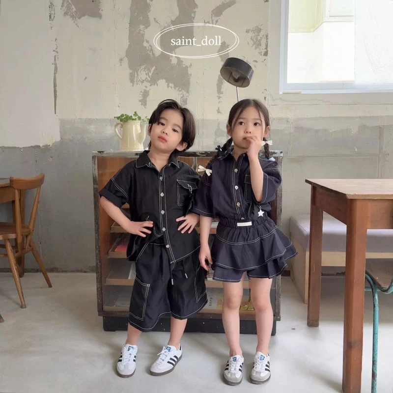 Saint Doll - Korean Children Fashion - #Kfashion4kids - Stitch Pocket Shirt Denim
