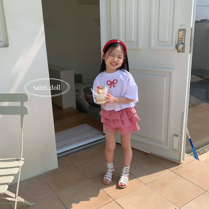 Saint Doll - Korean Children Fashion - #Kfashion4kids - Check Ribbon Tee - 5