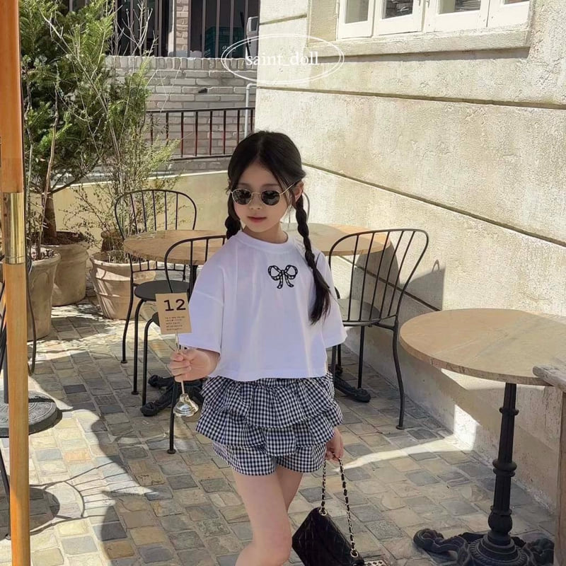 Saint Doll - Korean Children Fashion - #childofig - Check Ribbon Tee - 10