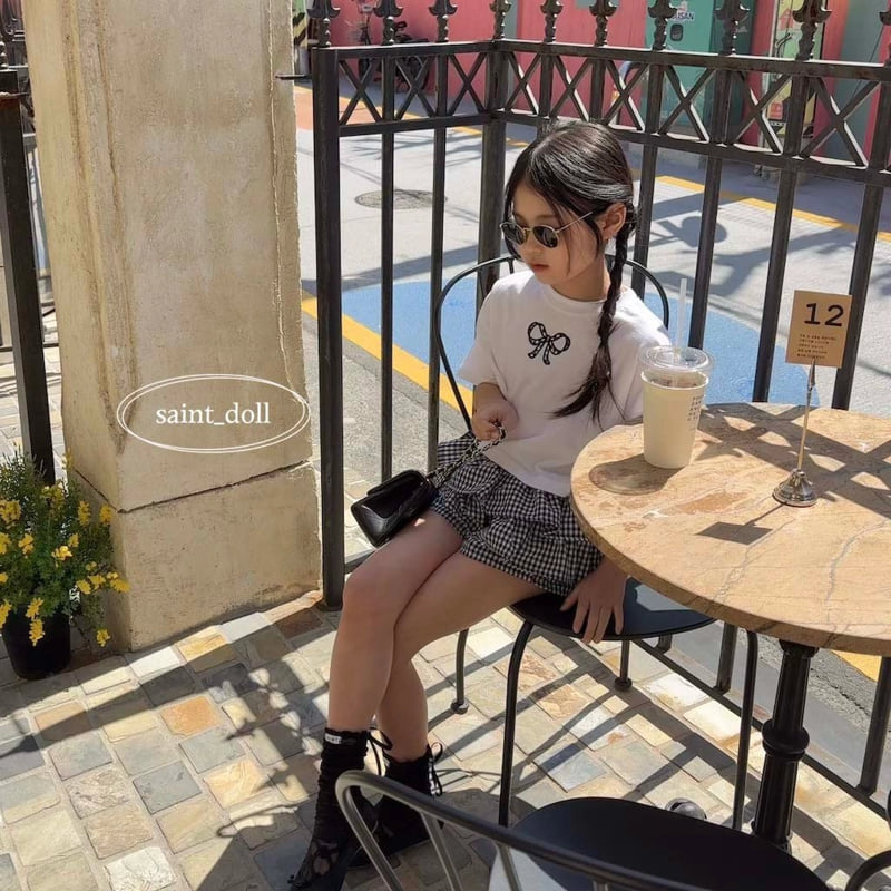 Saint Doll - Korean Children Fashion - #childofig - Check Ribbon Tee - 11