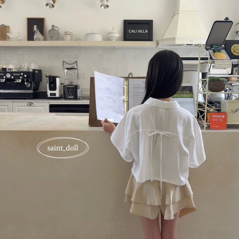 Saint Doll - Korean Children Fashion - #childrensboutique - Back Ribbon Short Sleeve Shirt - 6