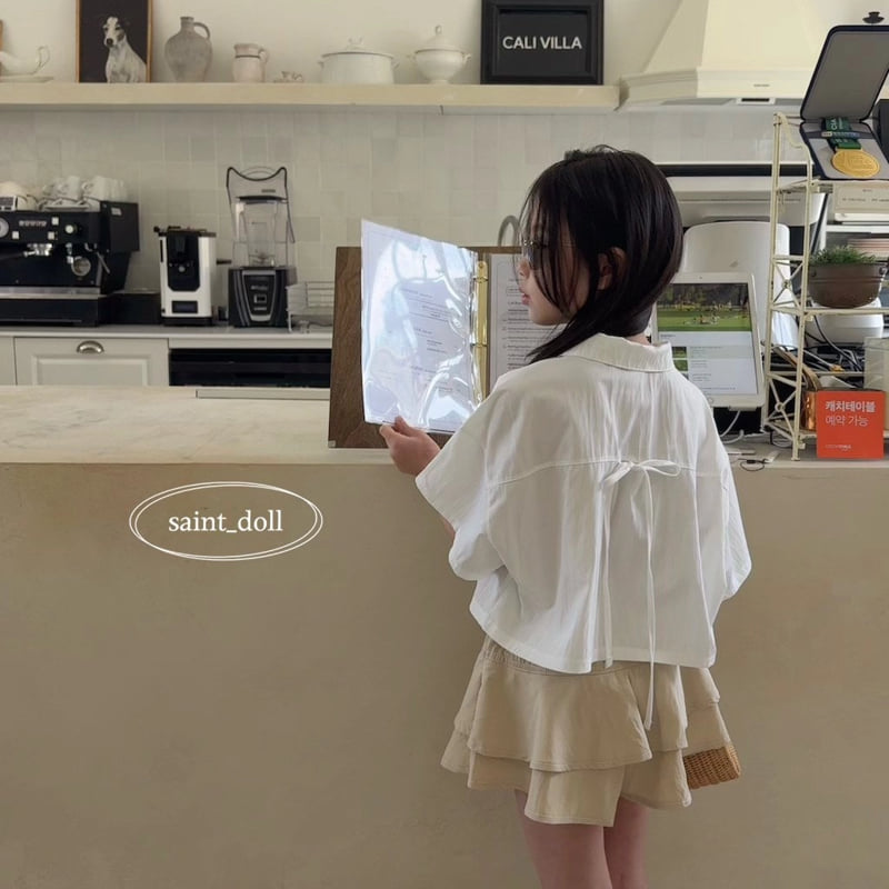 Saint Doll - Korean Children Fashion - #kidsshorts - Back Ribbon Short Sleeve Shirt - 10