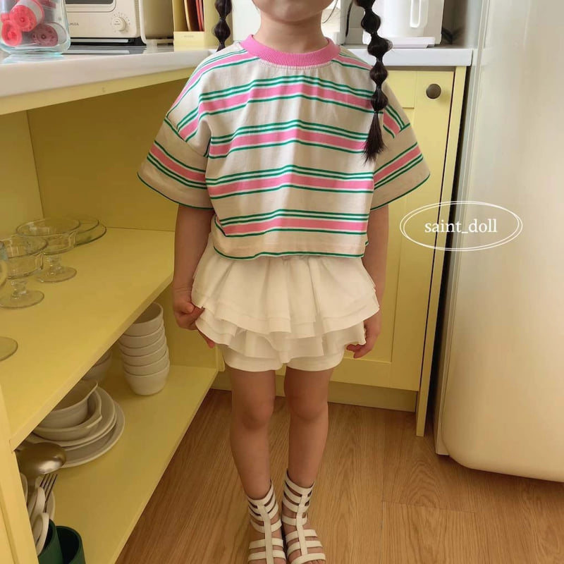 Saint Doll - Korean Children Fashion - #kidsshorts - Colorful Crop Tee - 5