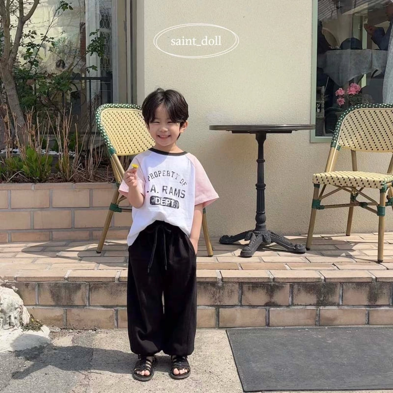Saint Doll - Korean Children Fashion - #kidsshorts - Raglan English Letter Tee - 6