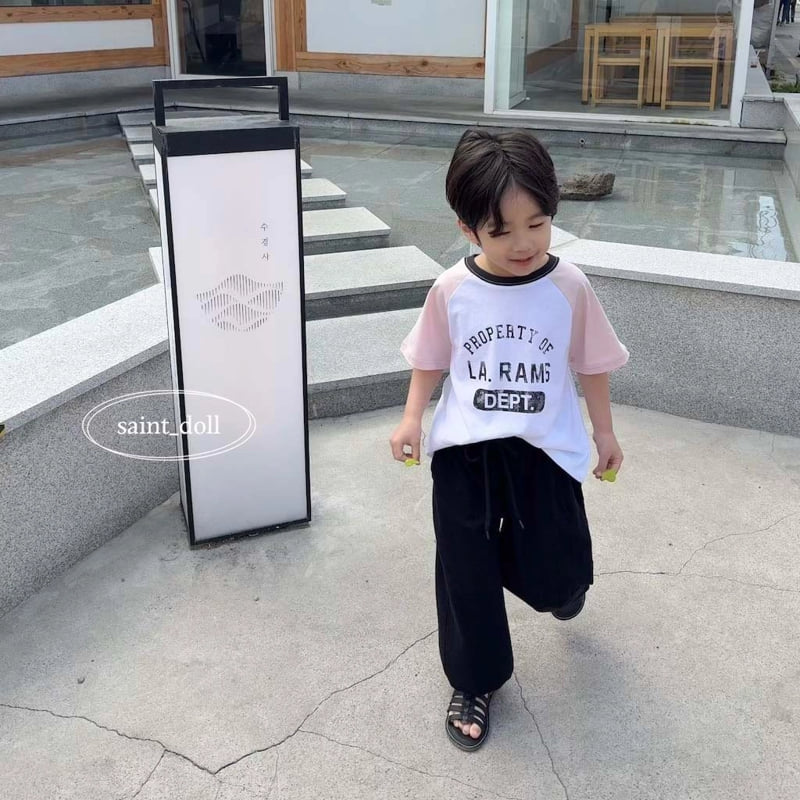 Saint Doll - Korean Children Fashion - #kidsstore - Raglan English Letter Tee - 7