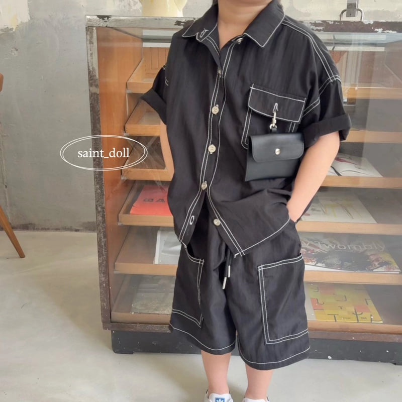 Saint Doll - Korean Children Fashion - #prettylittlegirls - Stitch Pocket Shirt Denim - 5