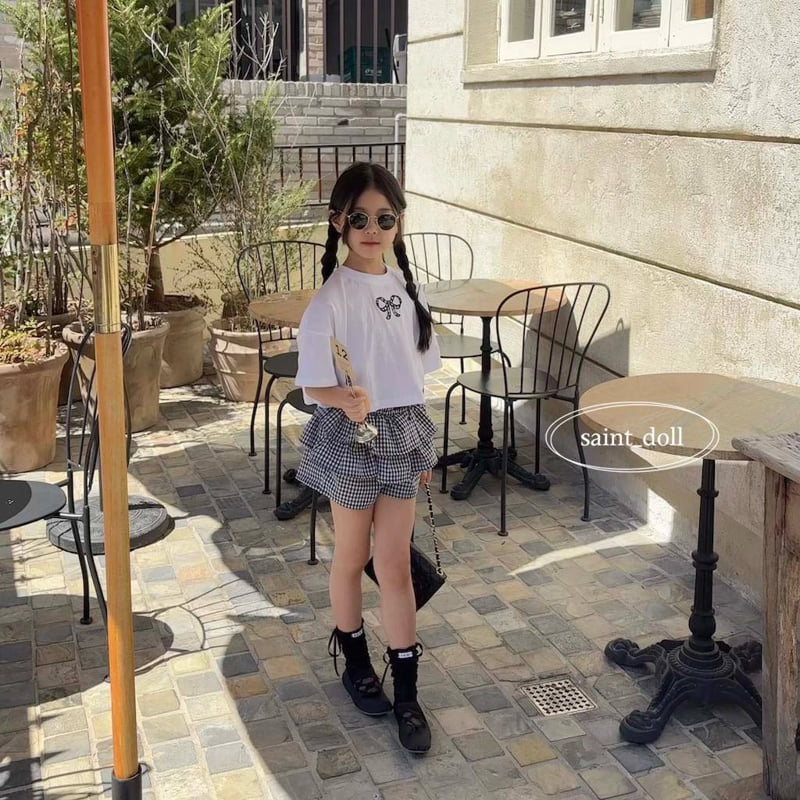 Saint Doll - Korean Children Fashion - #prettylittlegirls - Check Ribbon Tee - 9