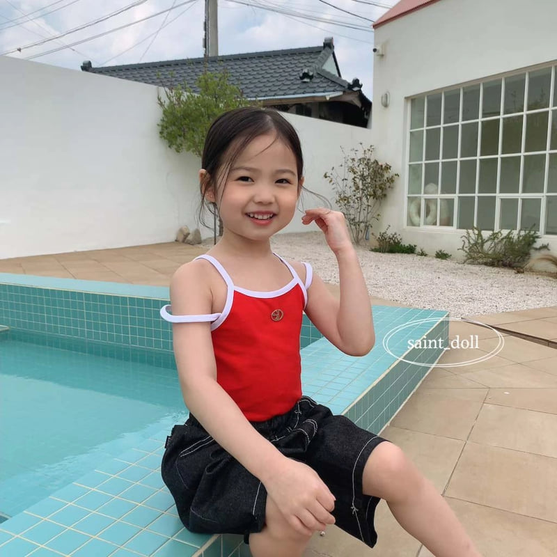 Saint Doll - Korean Children Fashion - #todddlerfashion - Logo Strap Sleeveless