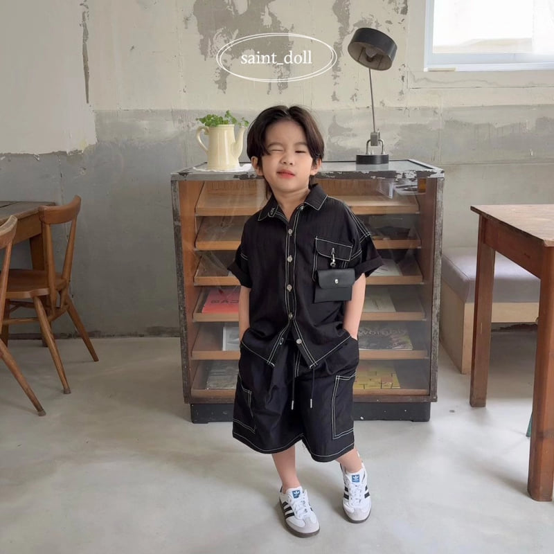Saint Doll - Korean Children Fashion - #todddlerfashion - Stitch Pocket Shirt Denim - 6