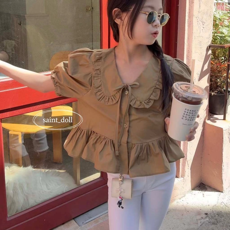 Saint Doll - Korean Children Fashion - #toddlerclothing - Petite Open Blouse - 11