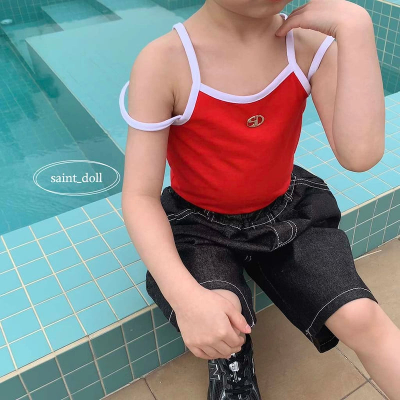 Saint Doll - Korean Children Fashion - #toddlerclothing - Logo Strap Sleeveless - 2