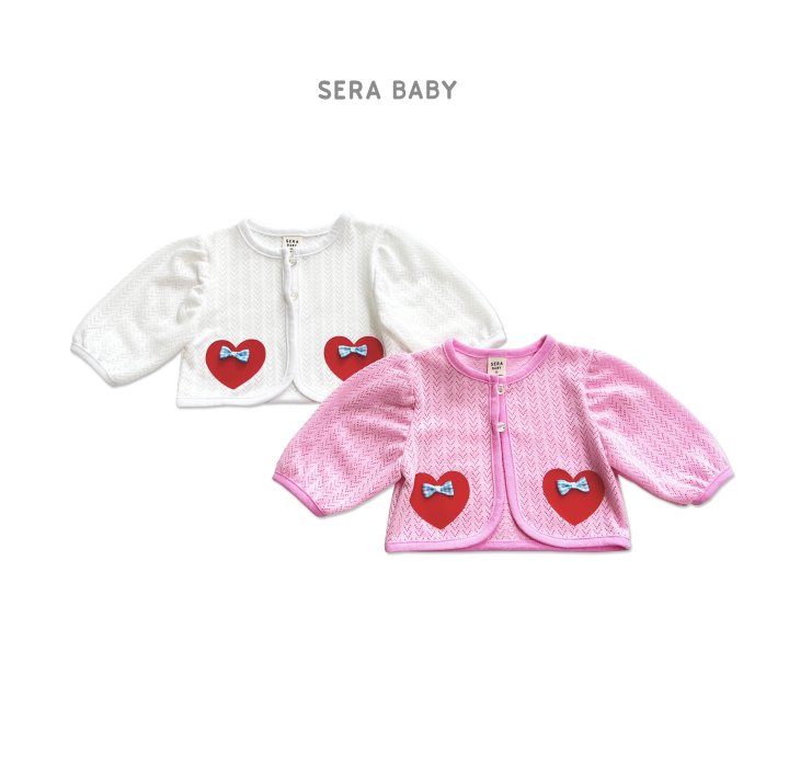 Sera - Korean Baby Fashion - #babyboutique - Bebe Heart Ribbon Scarf Cardigan
