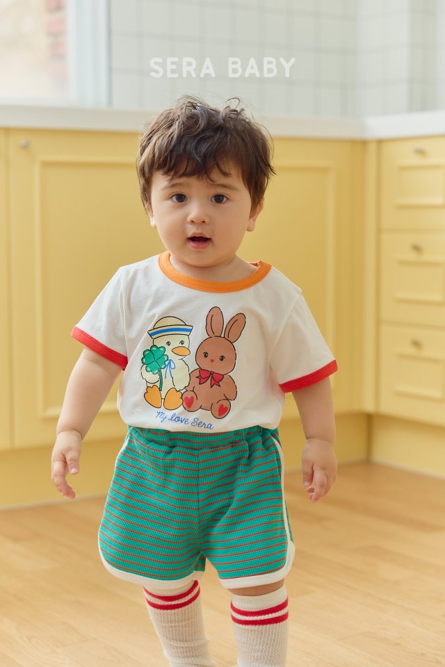 Sera - Korean Baby Fashion - #babyclothing - Bebe Clover Stripe Top Bottom Set
