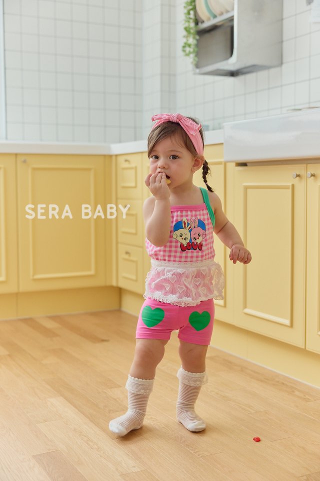 Sera - Korean Baby Fashion - #babyclothing - Bebe Check String Sleeveless Top Bottom Set - 6