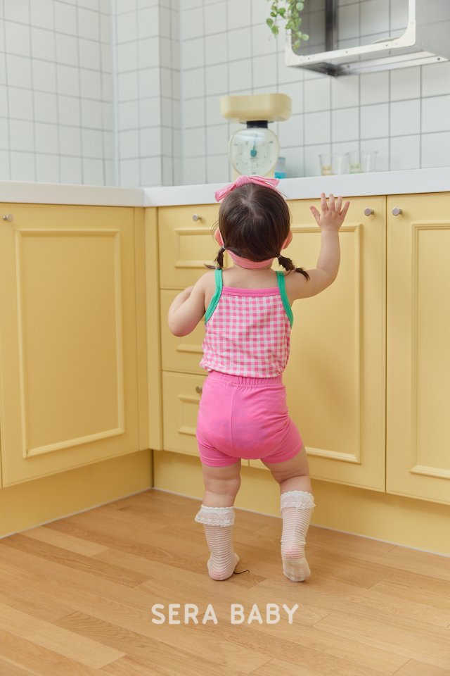 Sera - Korean Baby Fashion - #babyfashion - Bebe Check String Sleeveless Top Bottom Set - 7