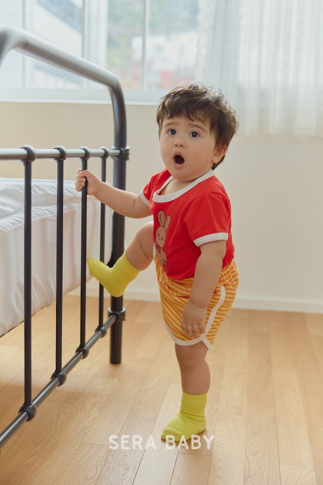Sera - Korean Baby Fashion - #babyfever - Bebe Clover Stripe Top Bottom Set - 3