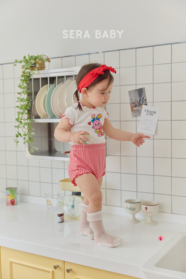Sera - Korean Baby Fashion - #babyfever - Bebe Tube Check Bloomer Top Bottom Set - 6