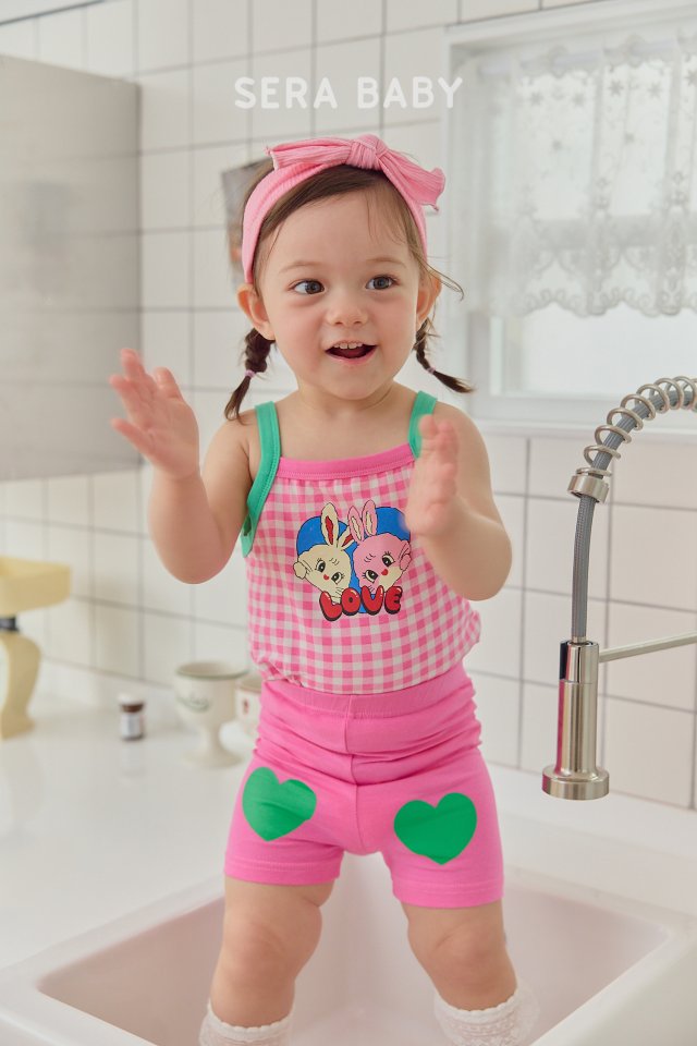 Sera - Korean Baby Fashion - #babygirlfashion - Bebe Check String Sleeveless Top Bottom Set - 9
